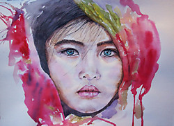 Кореянка, акварель